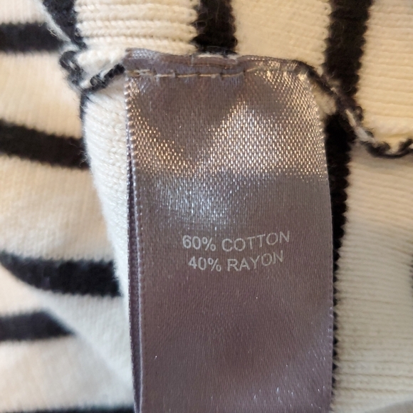 Marled by Reunited Clothing Crewneck Sweater Black White Striped Gold Trim Sz S - Picture 5 of 6